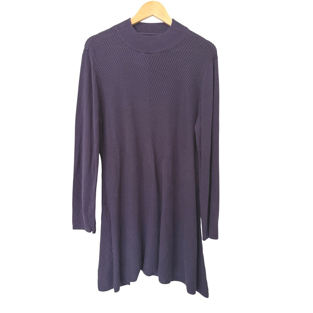 Style & Co Womens Mock Neck Ribbed Knit Tunic Sweater Dark Grape XXL 35470DG805